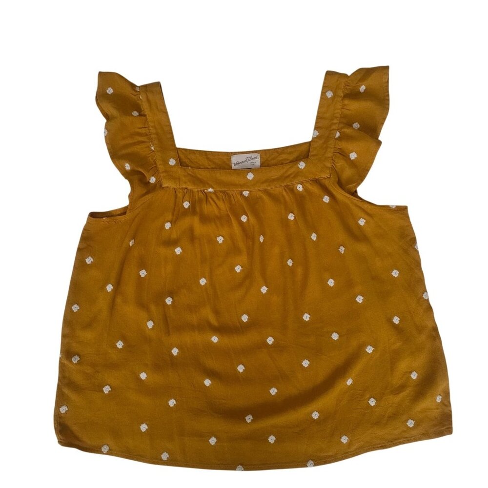 Universal Thread Mustard Yellow Polka Dot Ruffle Sleeveless Tank Top Women's XL‎ - Picture 2 of 9